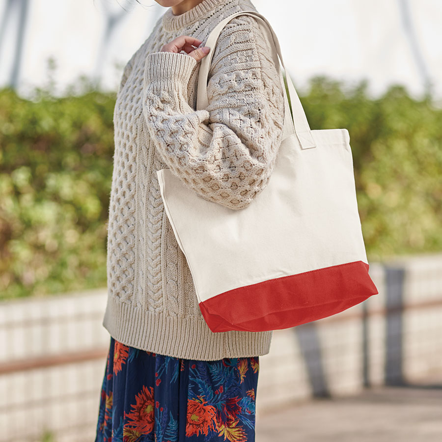 TR-1014キャンバスカラーボトムアウトハンドルトート（M）