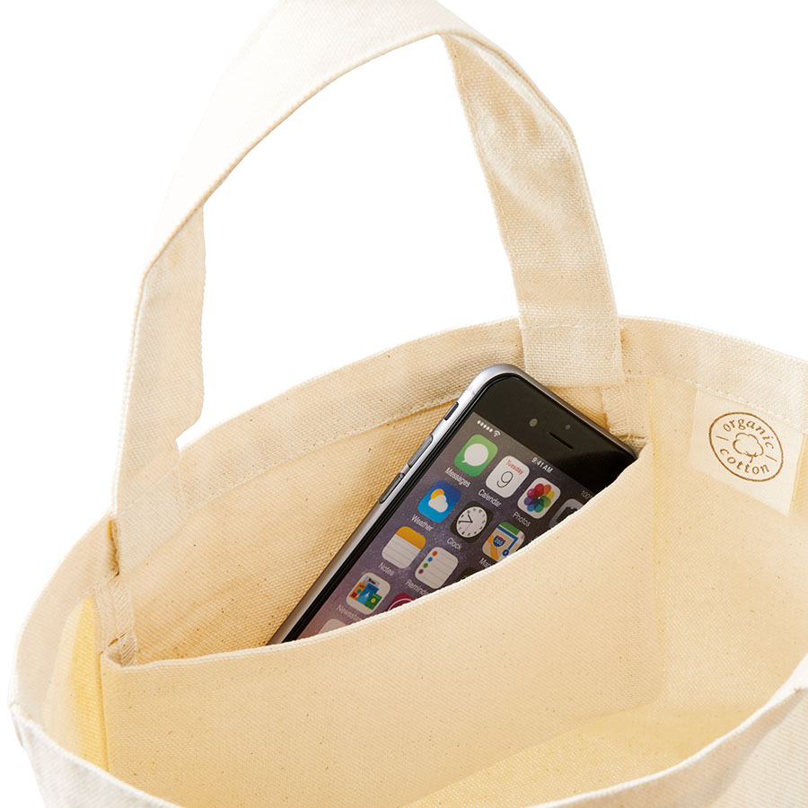 オーガニックコットンキャンバストート（S）内ポケット　ナチュラル