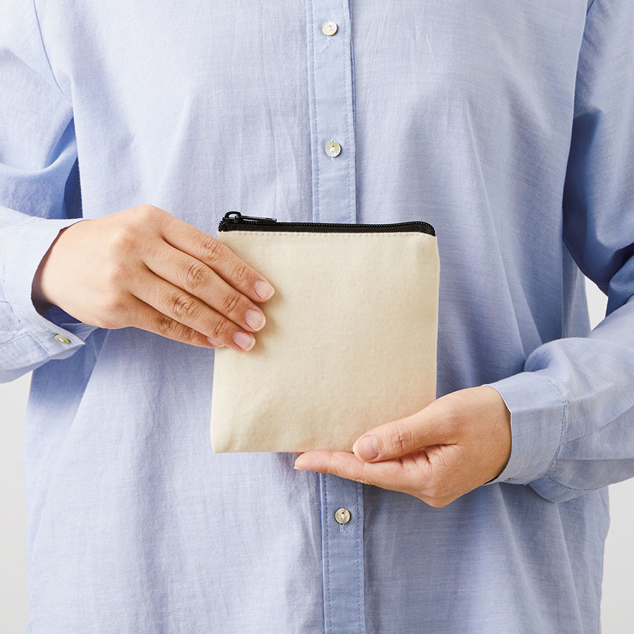 ライトキャンバスフラットポーチ（SS）　ナチュラル