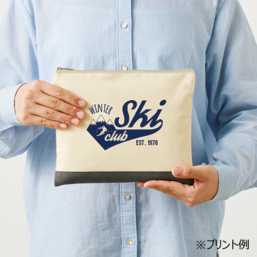 ライトキャンバスカラーボトムフラットポーチ（M）