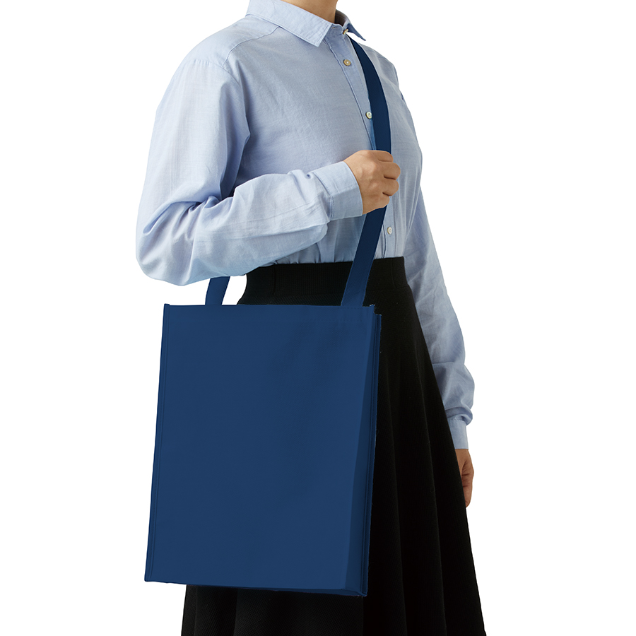 【アウトレット】不織布A4スクエアショルダートート　ディープブルー