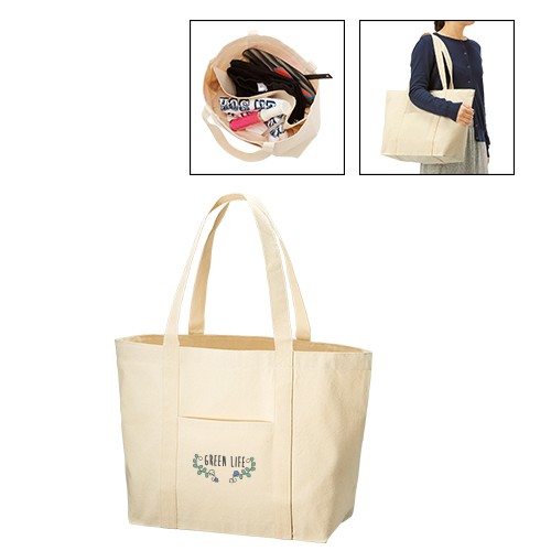 TR-1112-008キャンバスビッグトート　仕切りポケット付　ナチュラル