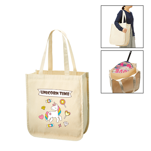 キャンバスホリデースクエアトート 仕切りポケット付（ナチュラル、ブラック）