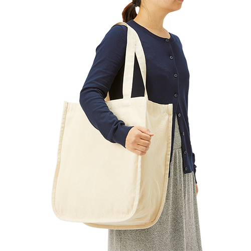 キャンバスホリデースクエアトート　仕切りポケット付　ナチュラル