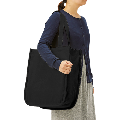 キャンバスホリデースクエアトート　仕切りポケット付　　ナイトブラック