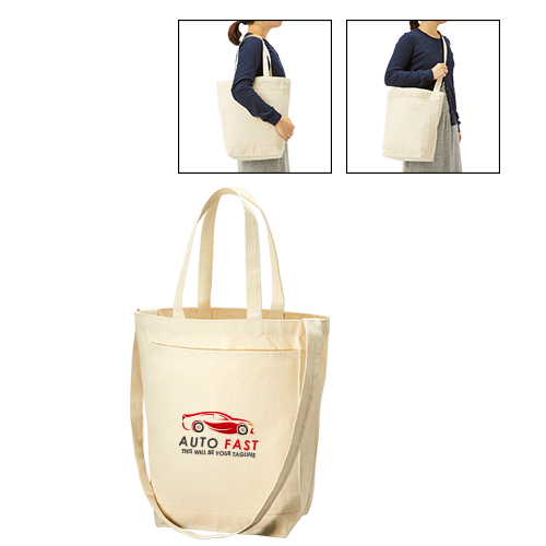 TR-1115-008キャンバスフロントポケットショルダートート　ナチュラル