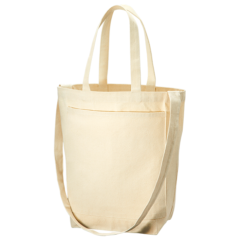 キャンバスフロントポケットショルダートート　ナチュラル