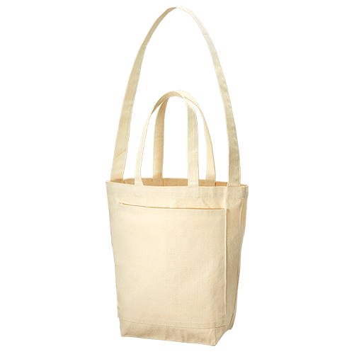 キャンバスフロントポケットショルダートート　ナチュラル