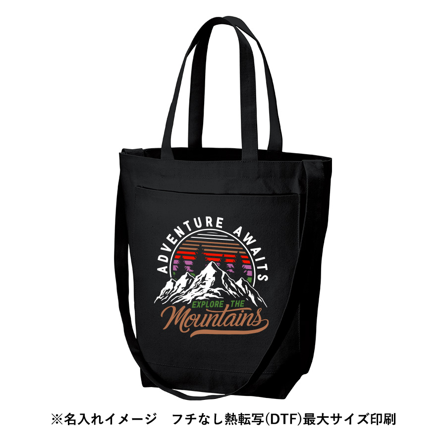 キャンバスフロントポケットショルダートート　ナイトブラック