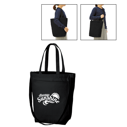 TR-1115-009キャンバスフロントポケットショルダートート　ナイトブラック