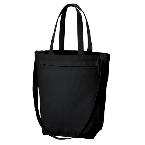 キャンバスフロントポケットショルダートート　ナイトブラック