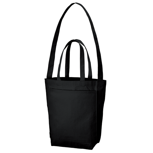 キャンバスフロントポケットショルダートート　ナイトブラック