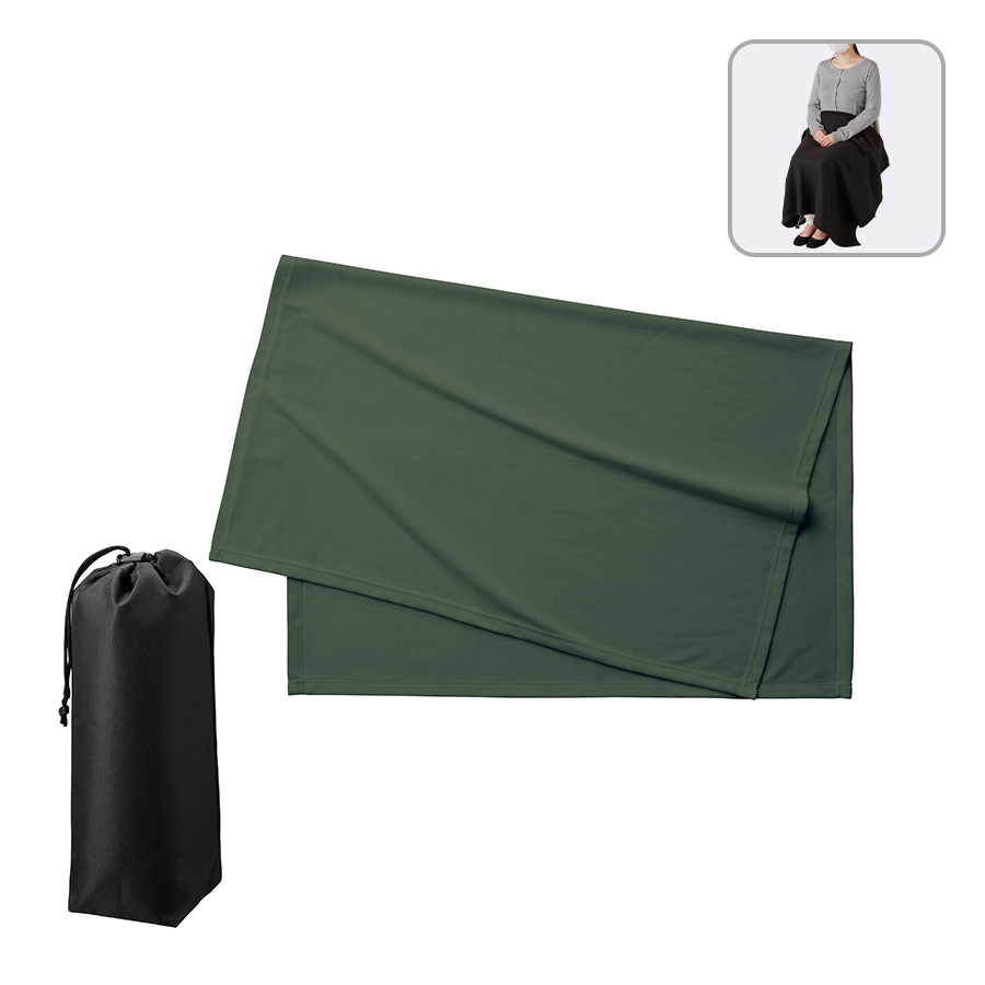 TR-1140-025【アウトレット】難燃ブランケット（巾着付）　カーキ