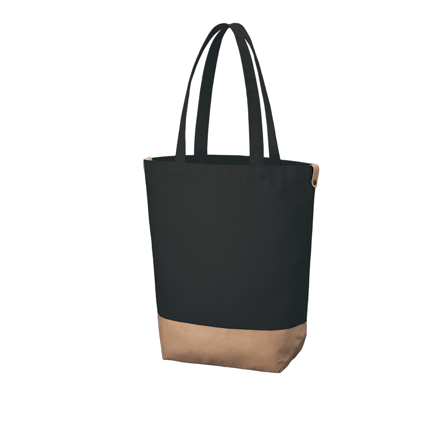 【アウトレット】厚手キャンバスレザーボトムトート　ナイトブラック