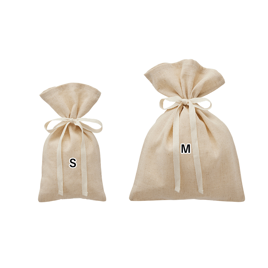 【アウトレット】コットンリネンラッピング巾着（M）　ナチュラルベージュ