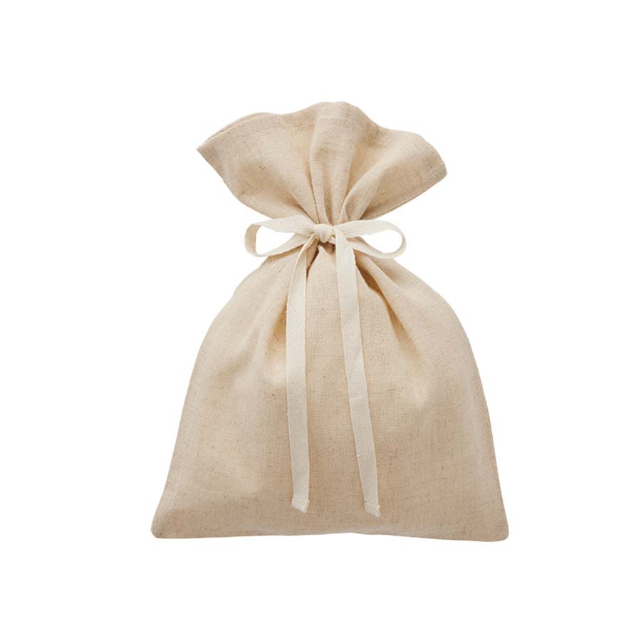 【アウトレット】コットンリネンラッピング巾着（M）　ナチュラルベージュ