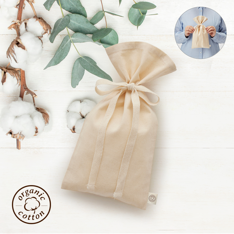 TR-1153-008オーガニックコットンラッピング巾着（S）　ナチュラル