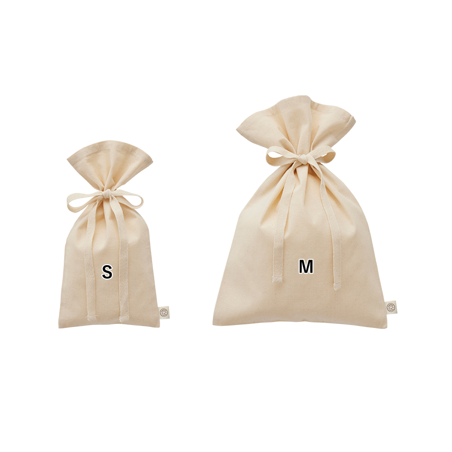 オーガニックコットンラッピング巾着（S）　ナチュラル