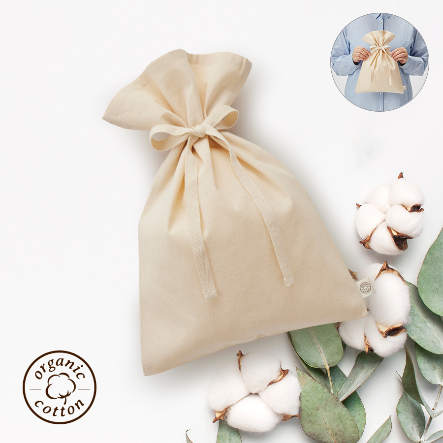 オーガニックコットンラッピング巾着（M） ナチュラル