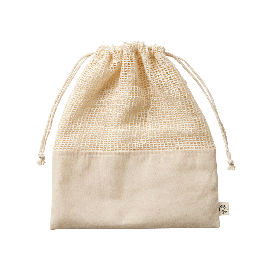 【アウトレット】オーガニックコットンネット巾着（L）　ナチュラル
