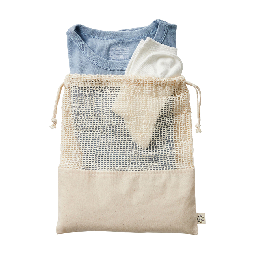 オーガニックコットンネット巾着（L） ナチュラル