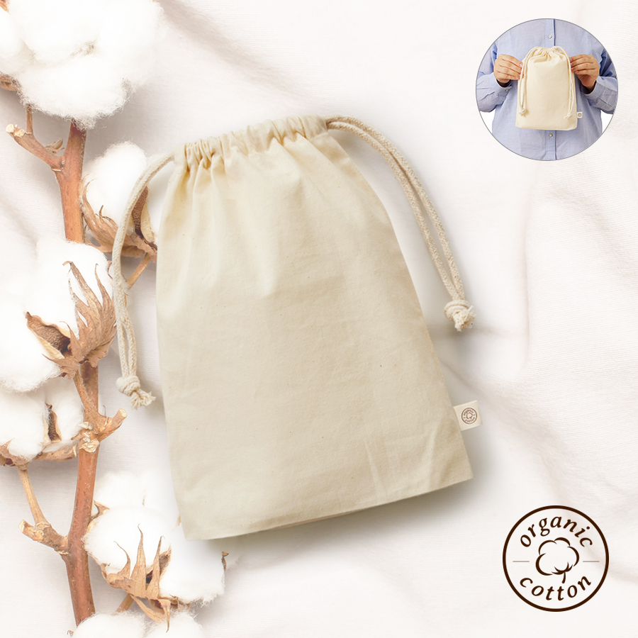 オーガニックコットンガゼット巾着 ナチュラル