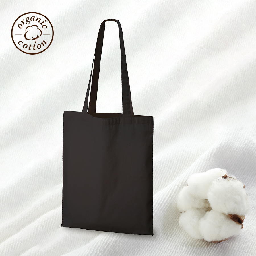 TR-1171-009オーガニックコットンフラットショルダートート　ブラック