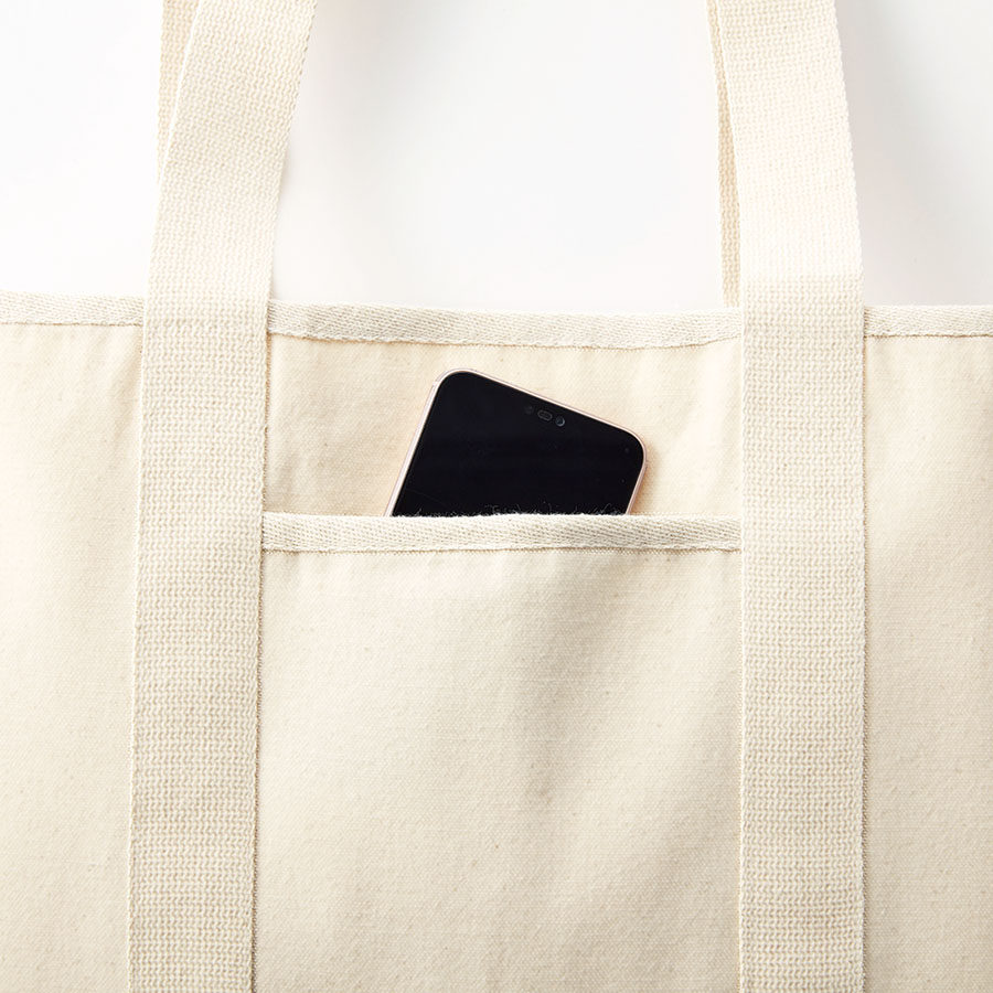 オーガニックコットンキャンバスライントート　ナチュラル