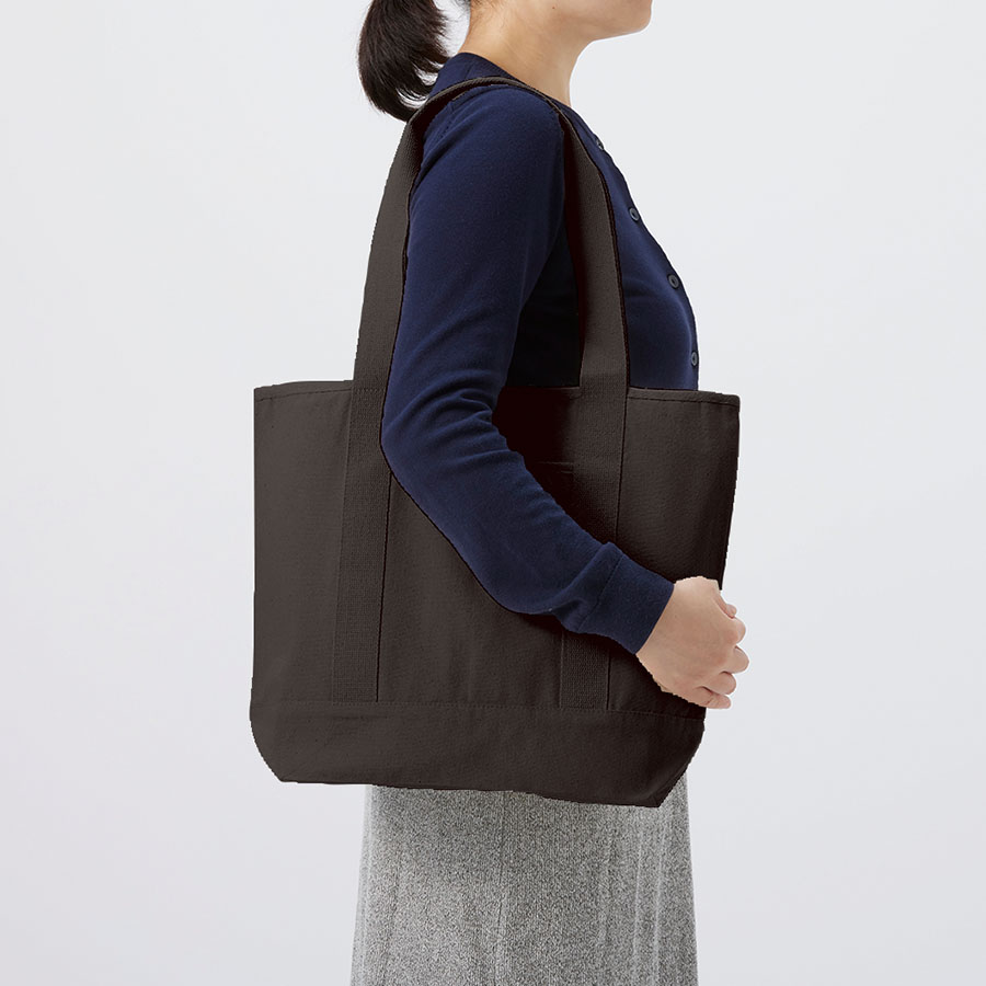 オーガニックコットンキャンバスライントート　ナイトブラック