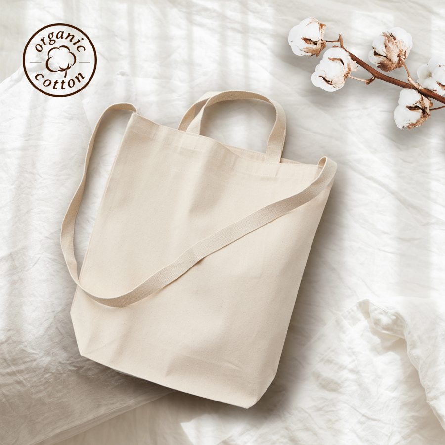 TR-1175-008オーガニックコットンキャンバスWスタイルバッグ　ナチュラル