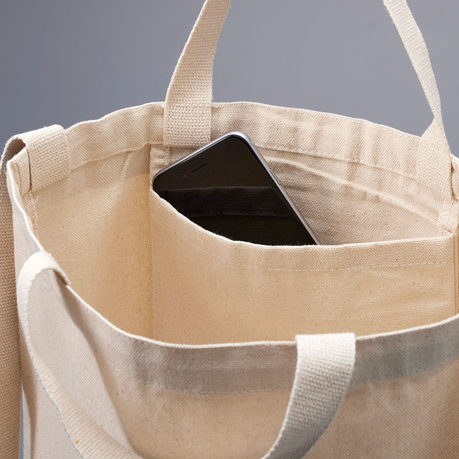 オーガニックコットンキャンバスWスタイルバッグ　ナチュラル