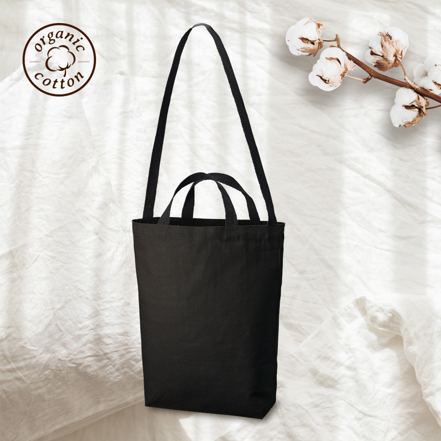 TR-1175-009オーガニックコットンキャンバスWスタイルバッグ　ナイトブラック