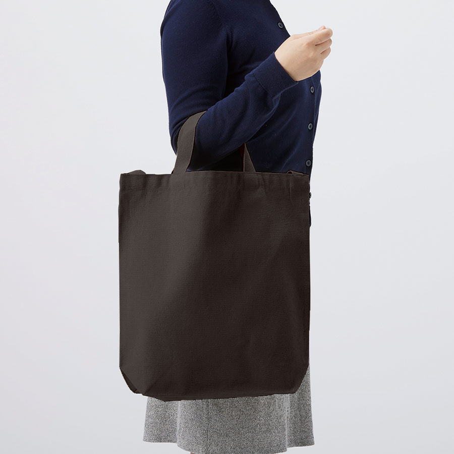 オーガニックコットンキャンバスWスタイルバッグ　ナイトブラック