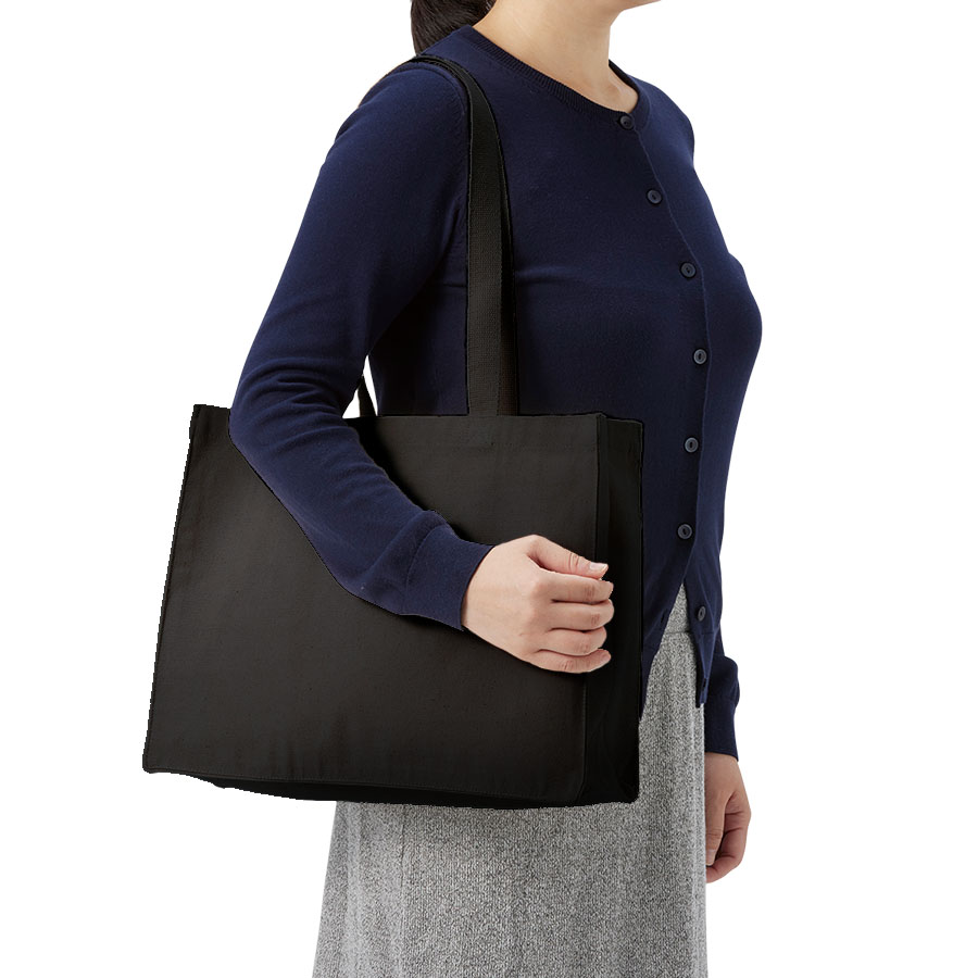 オーガニックコットンキャンバスボックストート　ナイトブラック