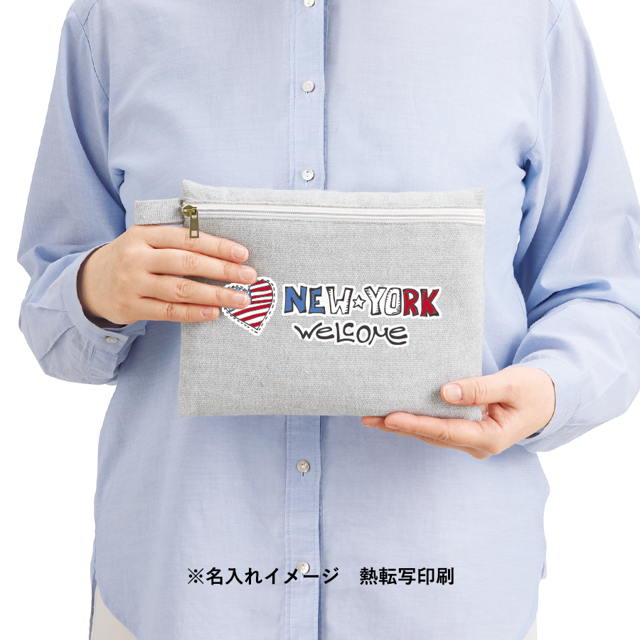 【アウトレット】シャンブリックキャンバスフラットポーチ（M）