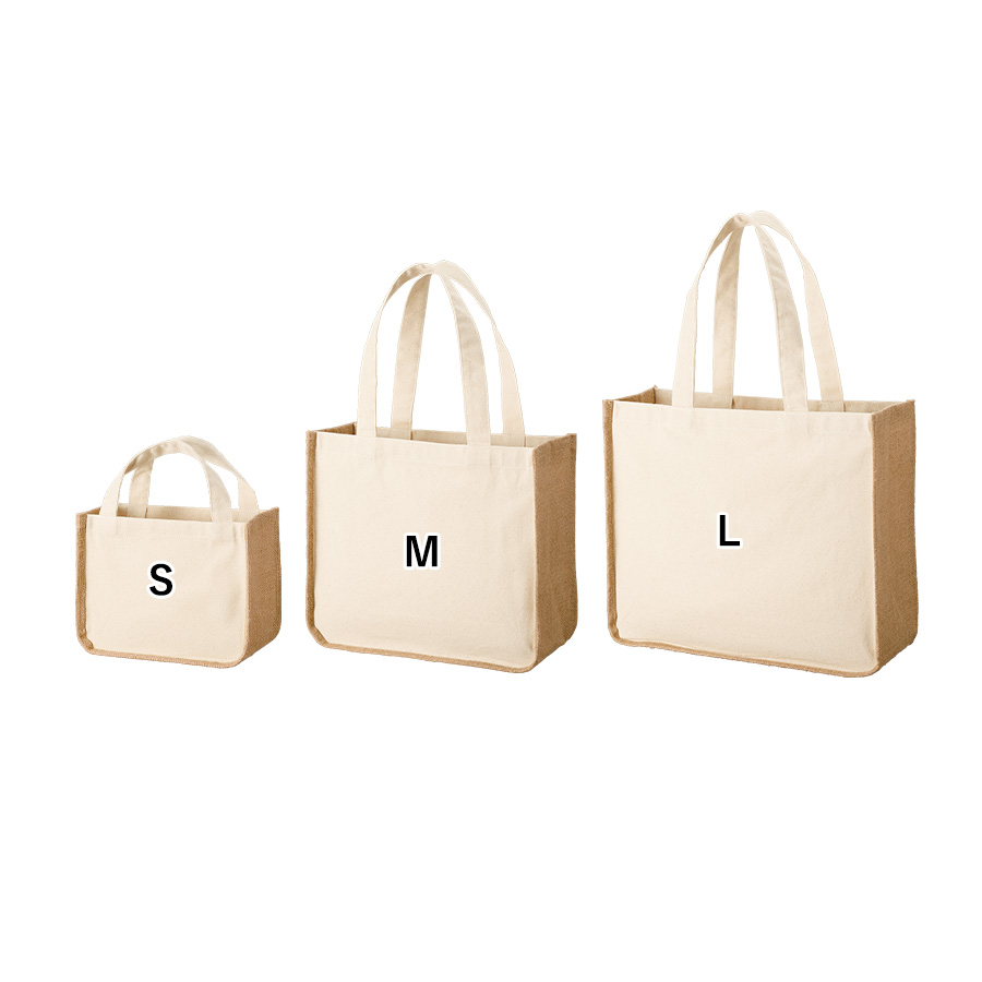 ジュート＆キャンバスコンビトート（M）　ナチュラル