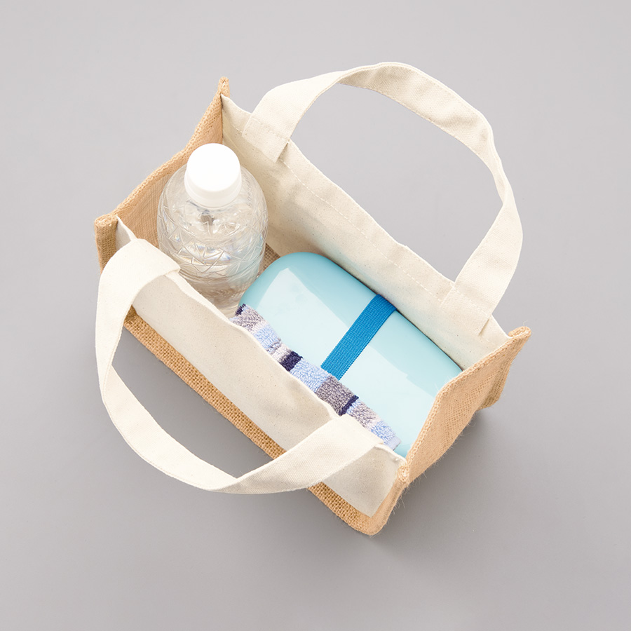 ジュート＆キャンバスコンビトート（S）　ナチュラル