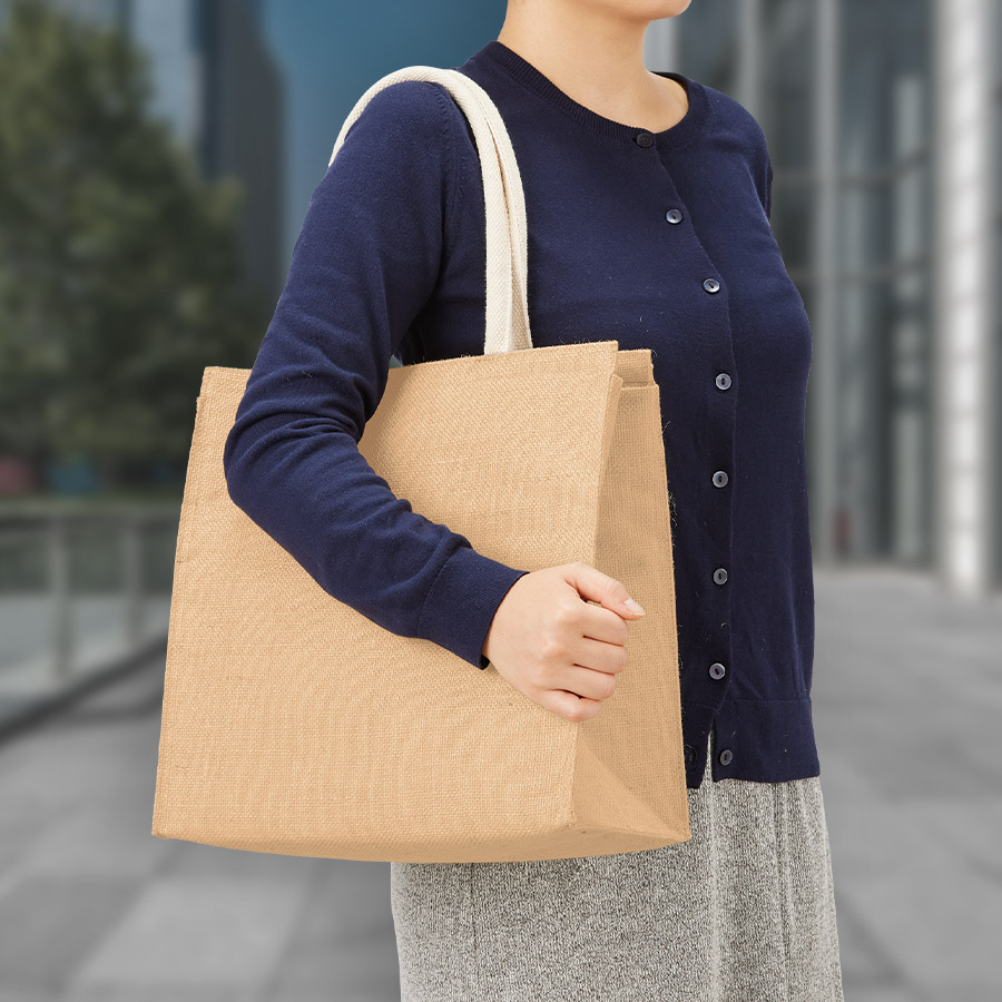 TR-1223-028ジュートスクエア保冷トート（M）　ナチュラルベージュ