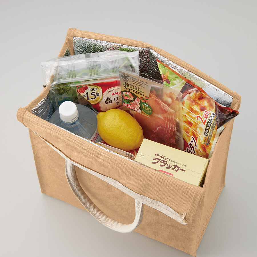 ジュートスクエア保冷トート（M）　ナチュラルベージュ