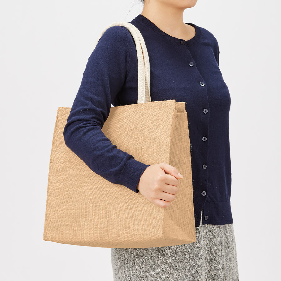 ジュートスクエア保冷トート（M）　ナチュラルベージュ