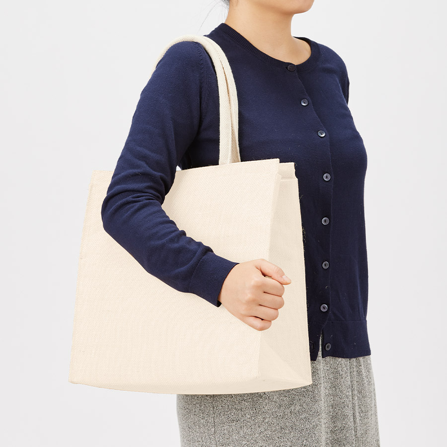 ジュートスクエア保冷トート（M）　ナチュラルホワイト
