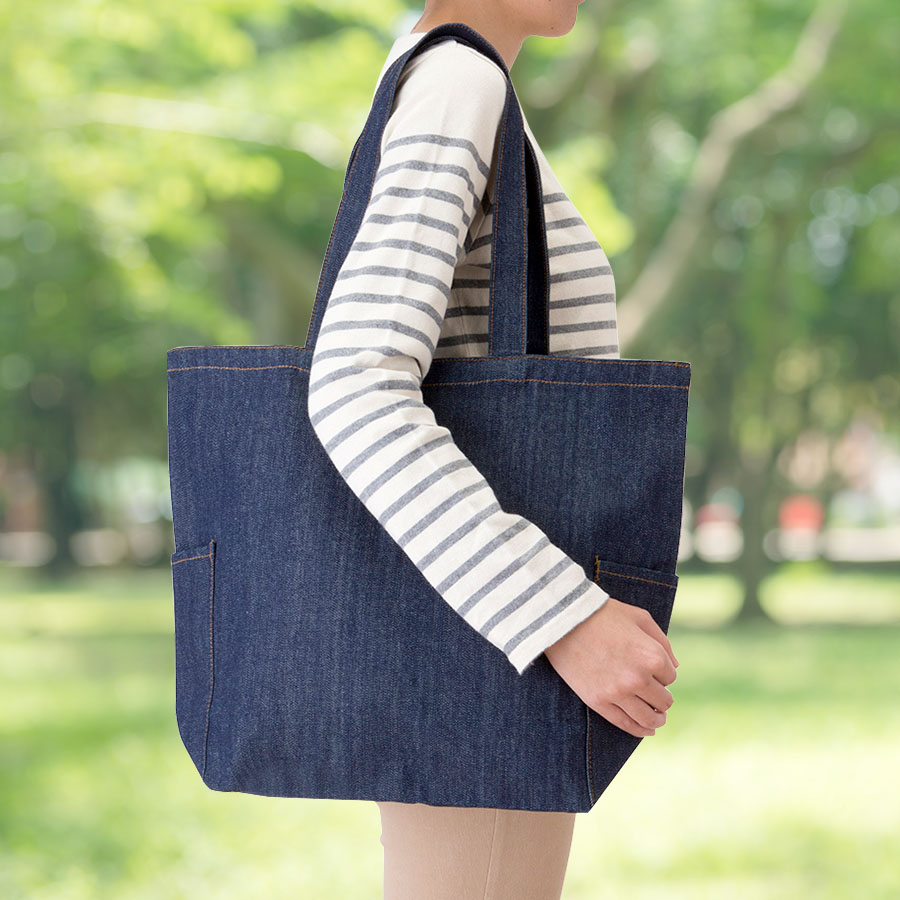 【シルク印刷必須商品】デニムライクマルチトート（M）