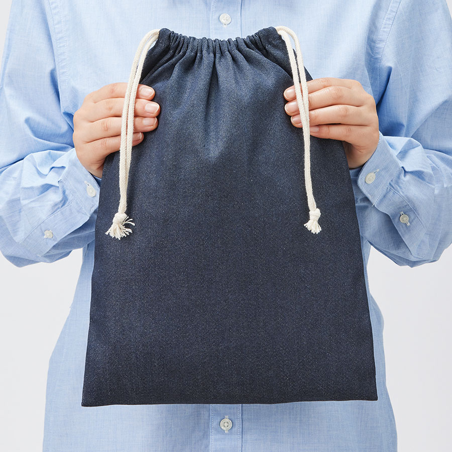 【シルク印刷必須商品】デニムライク巾着（L）