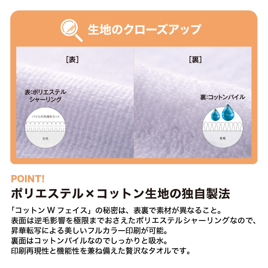 コットンWフェイス　ハンドタオル　昇華転写対応　ホワイト