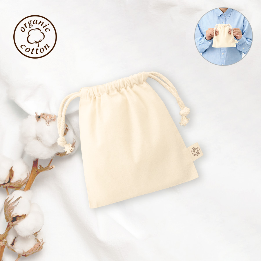 TR-1283-008オーガニックコットン巾着（S）　ナチュラル