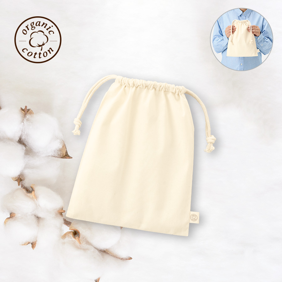 TR-1284-008オーガニックコットン巾着（M）　ナチュラル