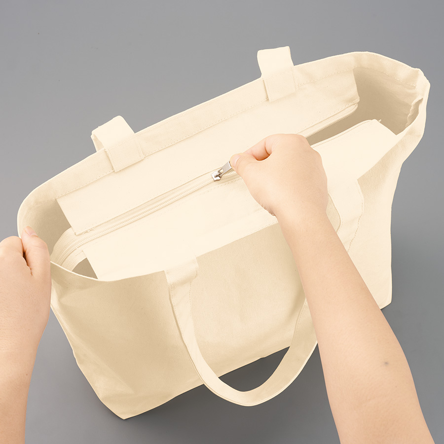 キャンバスベーシックファスナートート（L）　ナチュラル