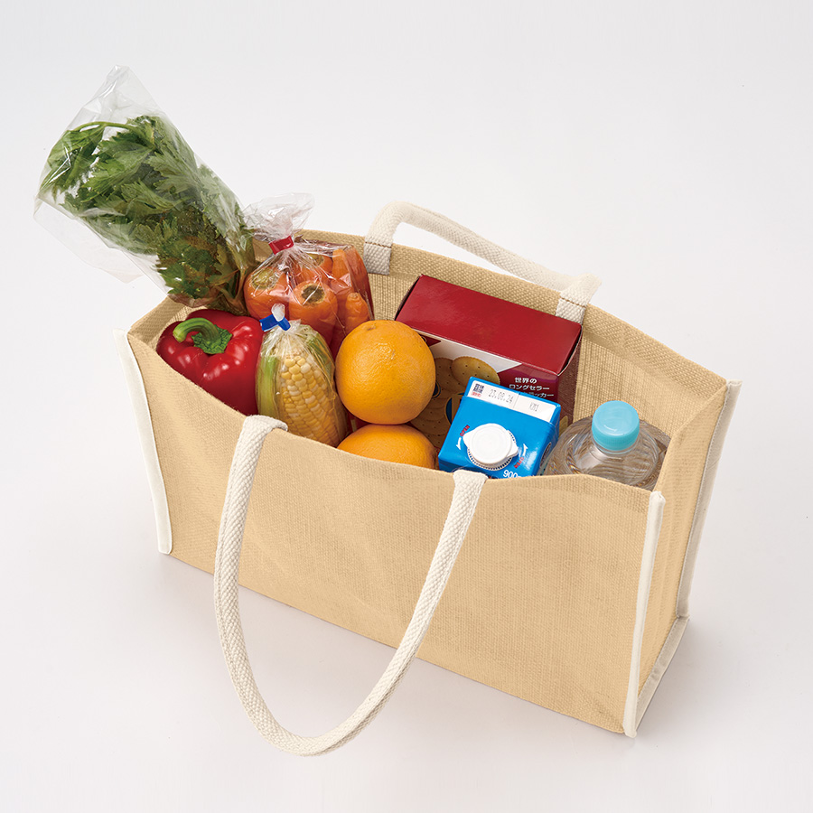 ジュートスクエアパイピングトート（L）