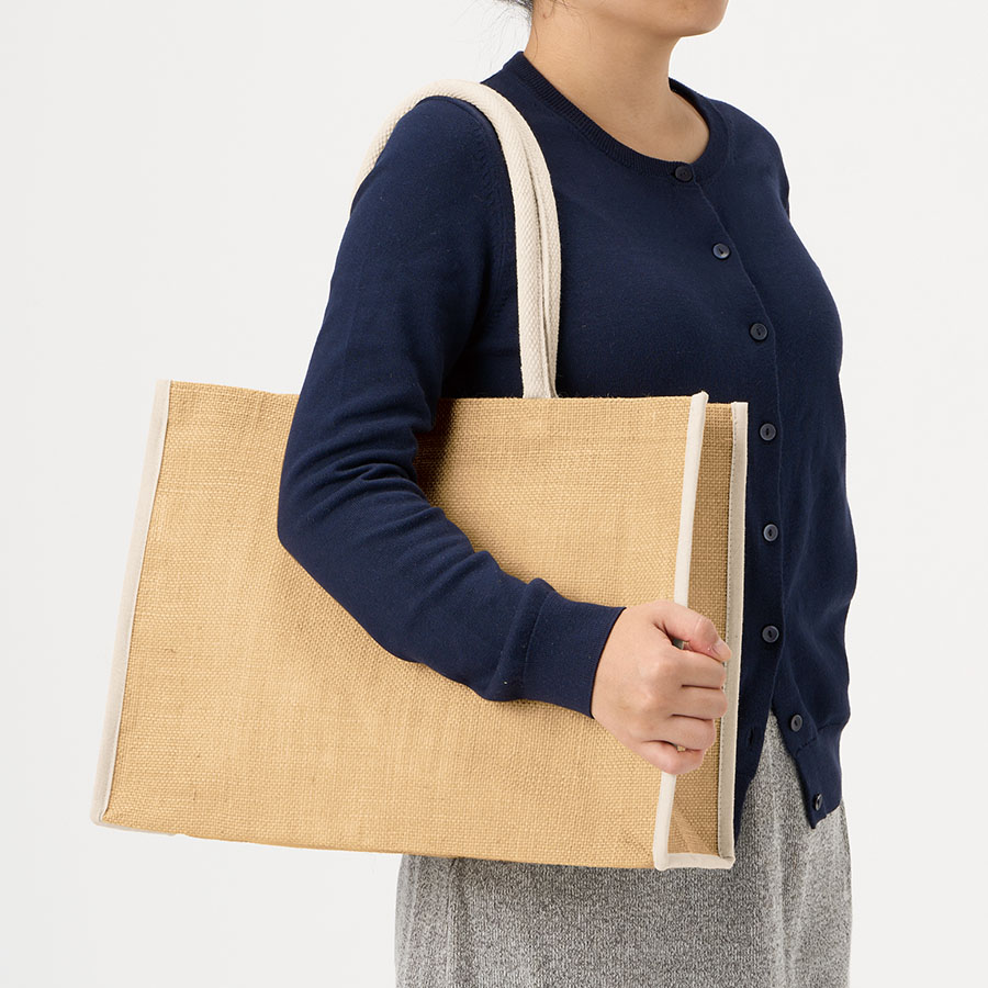 ジュートスクエアパイピングトート（L）