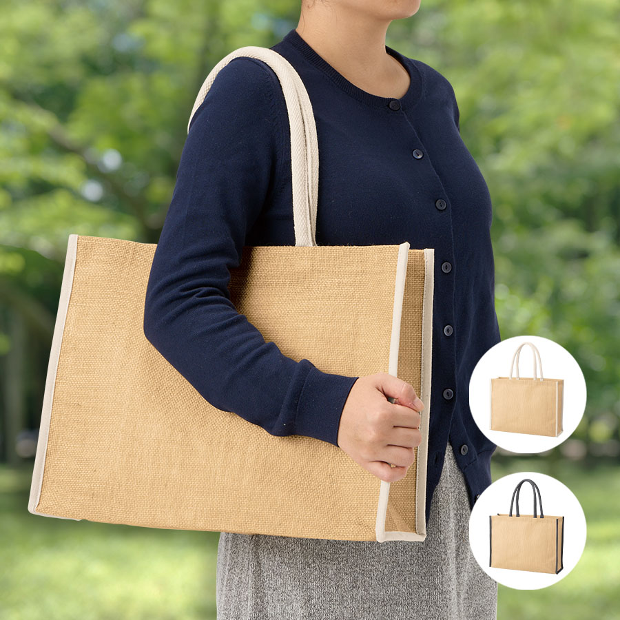 TR-1290ジュートスクエアパイピングトート（L）